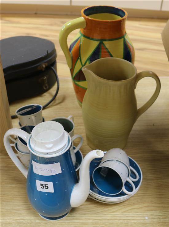 A Susie Cooper teaset and two jugs
